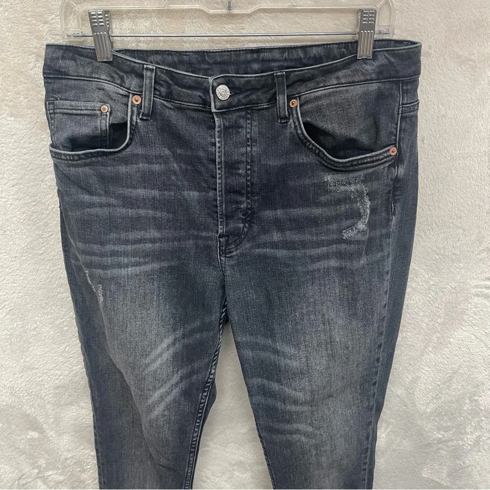 H&M skinny ankle high waist skinny jeans black buttonfly size 33